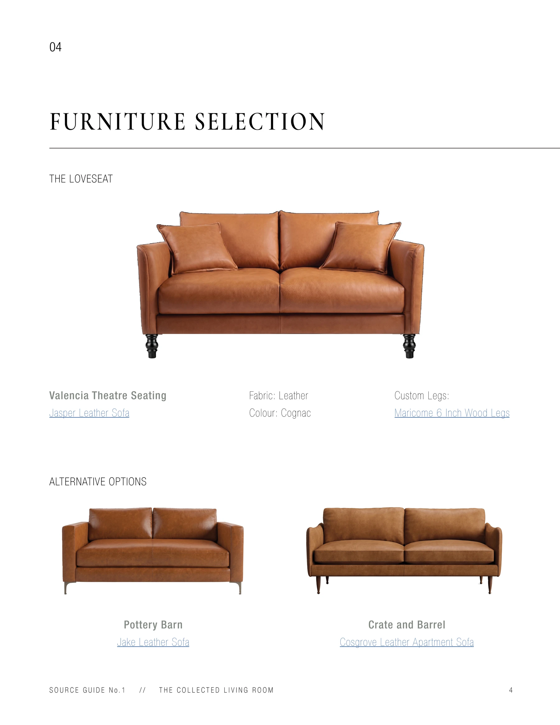 Source guide loveseat selection preview page